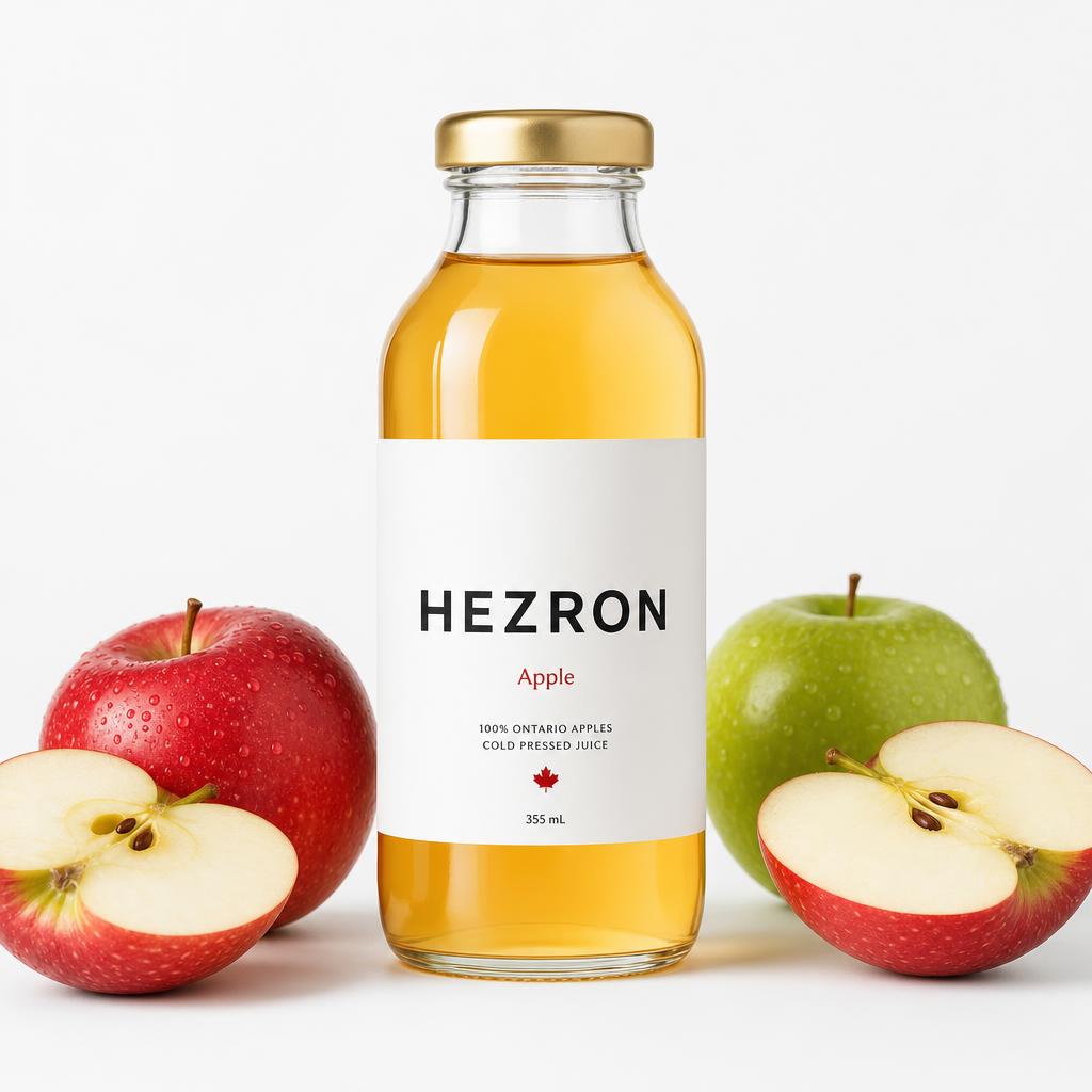 Hezron Apple cold-pressed juice bottle