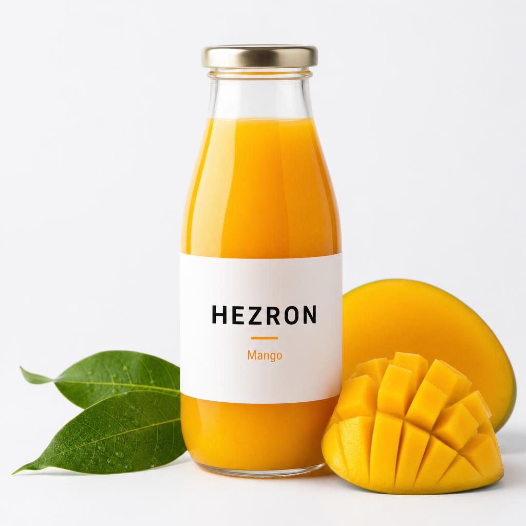 Hezron Mango cold-pressed juice bottle