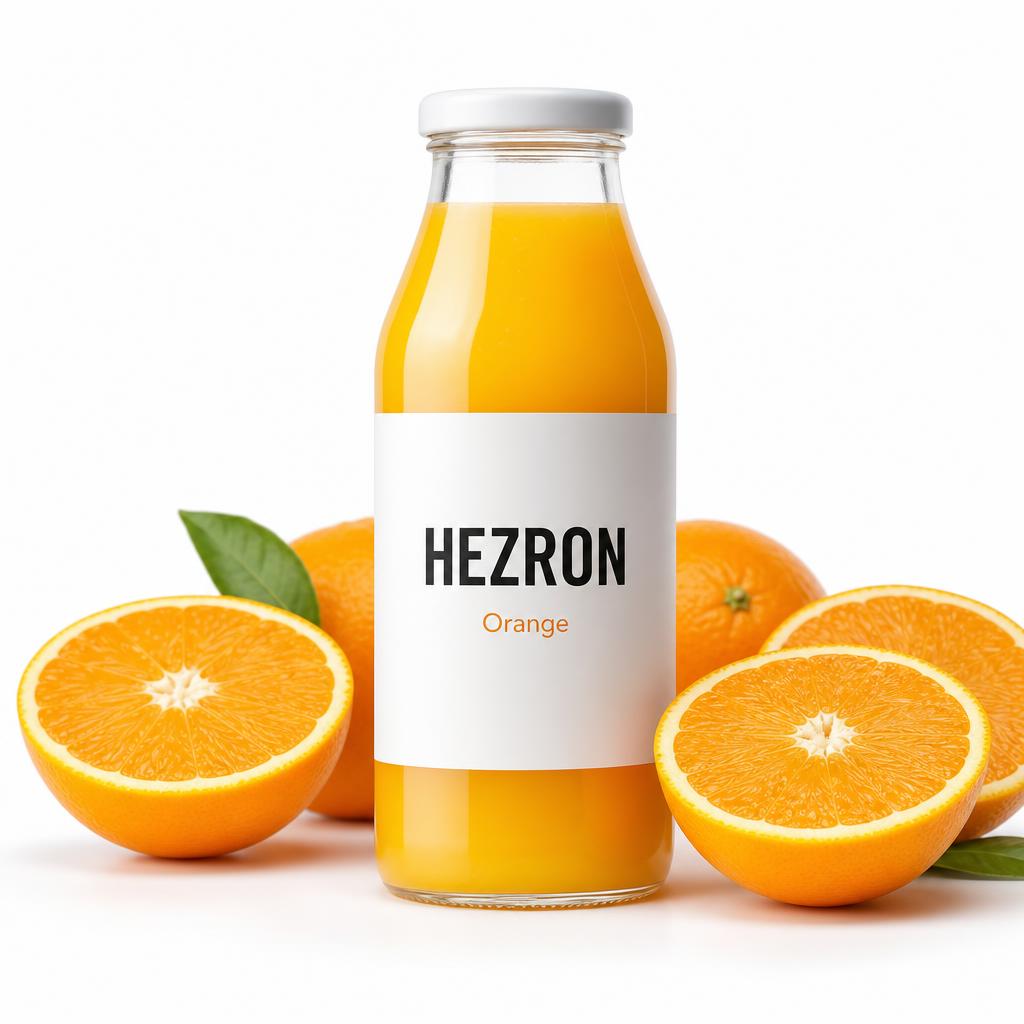 Hezron Orange cold-pressed juice bottle